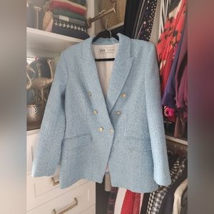 Zara Textured Double Breasted Blazer XL